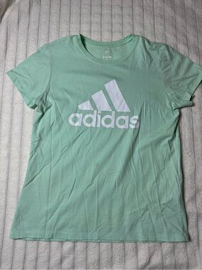 adidas Mint Green Crewneck Tee with White Logo